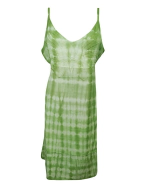 Mogul Womens Tie Dye Summer Dress Butterfly Embroidered Strappy Boho Chic Rayon Comfy Sundress