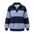 thumbnail image 4 of Womens Oversized Sweatshirt Striped Polos Shirt Long Sleeve Rugby Lapel Collared Button Down Color Block Y2K Pullover T Shirt, Casual Loose Streetwear Blouses, 4 of 8
