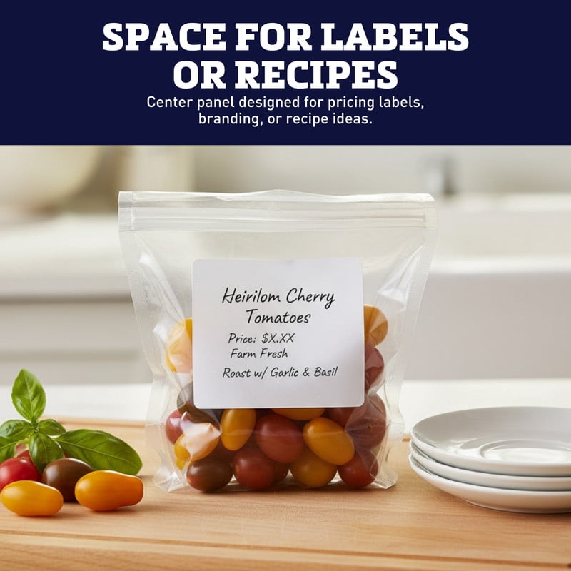 Harris Seeds Clear Extra Large Grab ‘n Go Produce Bags with Handles and Zipper, 14.4 x 11 in, 500 Count