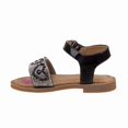 thumbnail image 3 of Petalia Girls Metallic Studded Toddler Sandals with Shiny Rhinestone Straps with Side Hook and Loop, Black, 7, 3 of 4
