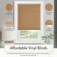 thumbnail image 4 of PowerSellerUSA 1" Slats Cordless Window Blinds, 72L x 34W Inches Solid Pattern Light Filtering Vinyl Indoor-Outside Ceiling Mount Mini Blind, Manual Cordless Rollup Window Privacy Blinds, Woodtone, 4 of 9