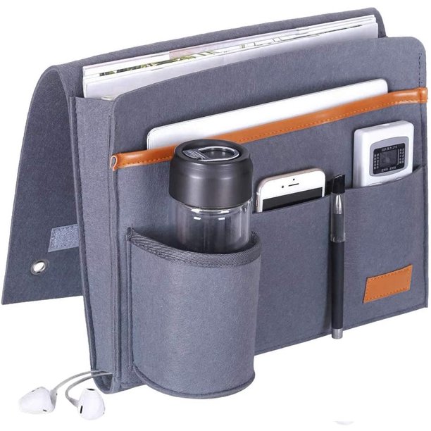 Caddy de cabecera, organizador de almacenamiento de cabecera con 5 bolsillos, soporte de gafas de tableta de teléfono de revista de Control remoto para el escritorio del sofá del dormitorio del hogar Vhermosa Cabeceras