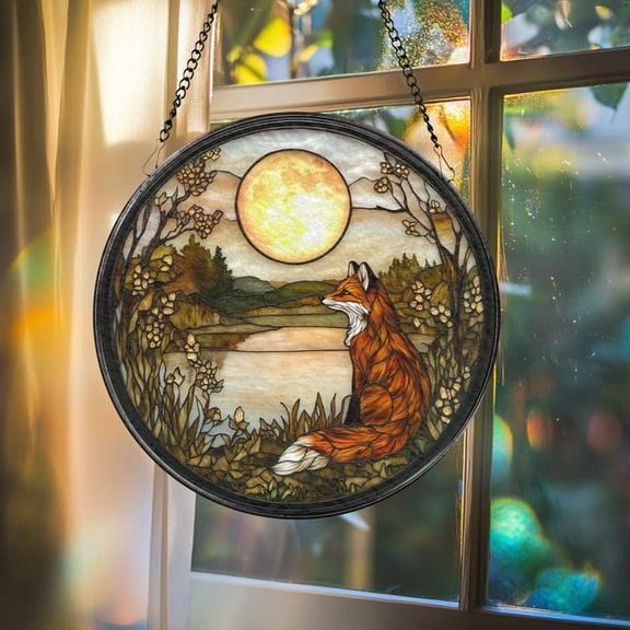 Fox Glass Suncatcher, Woodland Animal Window Decor, Nursery Wall Hanging, Handmade Ornament, Fox Lover Gift, Mother's Day Gift