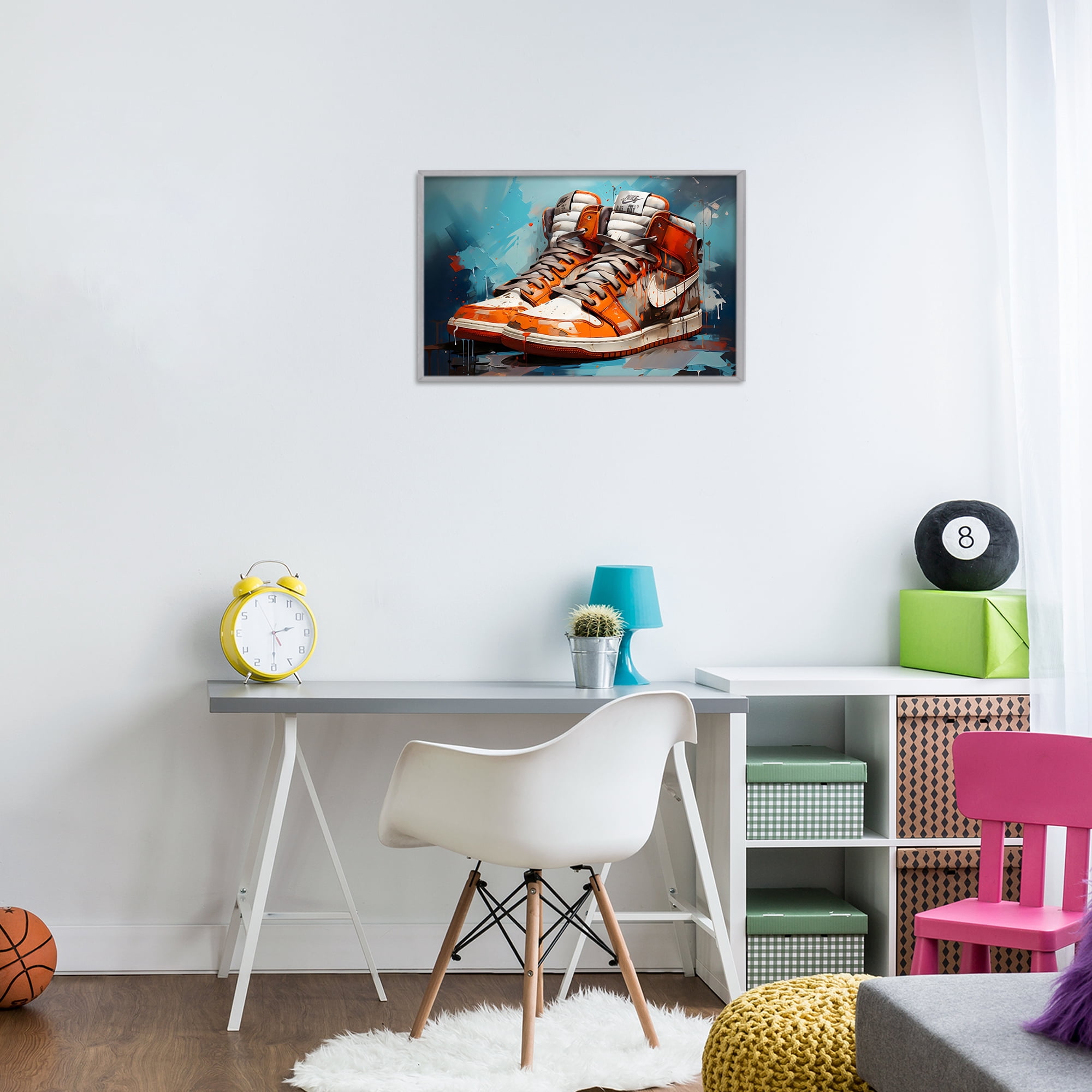 Stupell Industries Red & White Sneakers Splash Gray Framed Giclee Art, design by Creative Studio