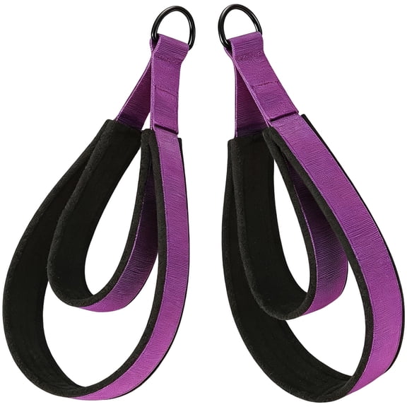 Deep Purple Pilates Double Loop Straps, Padded Nylon Wrist Ankle Cuffs with Heavy-Duty D-Ring, Looped for Reformer,Core Training, Yoga Fitness Accessories