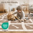 thumbnail image 4 of ODIKA 9'x12' Tan Geometric Grid Pattern with Curved Washable Area Rug Modern Abstract Square Lattice Design Non-Slip, Chair-Friendly for Dining Room, Basement, Large Office, 4 of 7