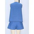 thumbnail image 6 of Women 2 Piece Jean Outfits Sleeveless V Neck Tie Front Vests with Shorts Suits Trendy Summer 2025 Casual Cute Denim Sets Lady 2 Piece Summer Cotton Linen Outfits Sets Light Blue L, 6 of 6