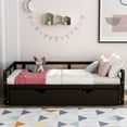 thumbnail image 2 of Extendable Daybed with Trundle, Wooden Daybed Twin or Double Twin, Kids Twin Size Trundle Daybed for Kids Teens Adults, No Box Spring Required (Twin/Double Twin, Espresso), 2 of 8