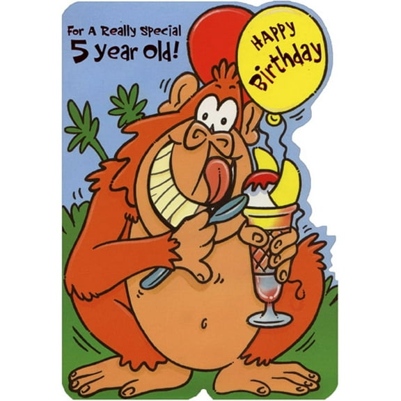 Designer Greetings Gorilla with Banana Split Die Cut Age 5 / 5th Birthday Card for Boy