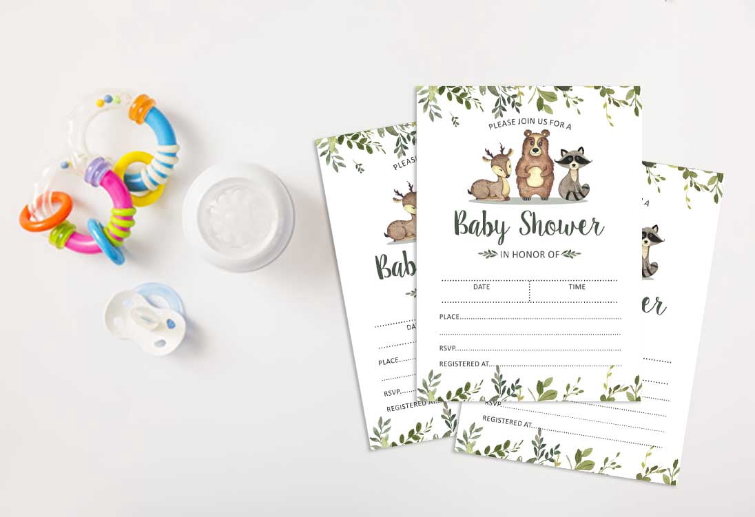 Inkdotpot 30 Fill In StyleBaby Shower Invitation Cards Jungle Animals Gender Neutral Blank Invites