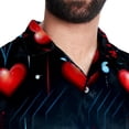 thumbnail image 5 of Valentine's Day Love ECG Men's Hawaiian Button Down Printed Short Sleeve Summer Beach Shirts, 5 of 6