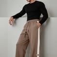 thumbnail image 5 of YLSDY Men's Side Stripe Wide Leg Pants, Elastic Waist Drawstring, Loose Fit Trendy Casual Daily Trousers Brown M, 5 of 8