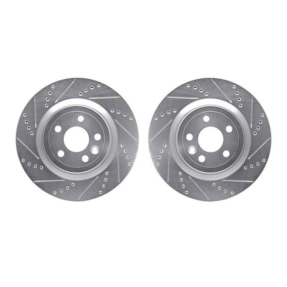 Dynamic Friction Company Rear Brake Rotors-Drilled and Slotted-Silver 7002-20025