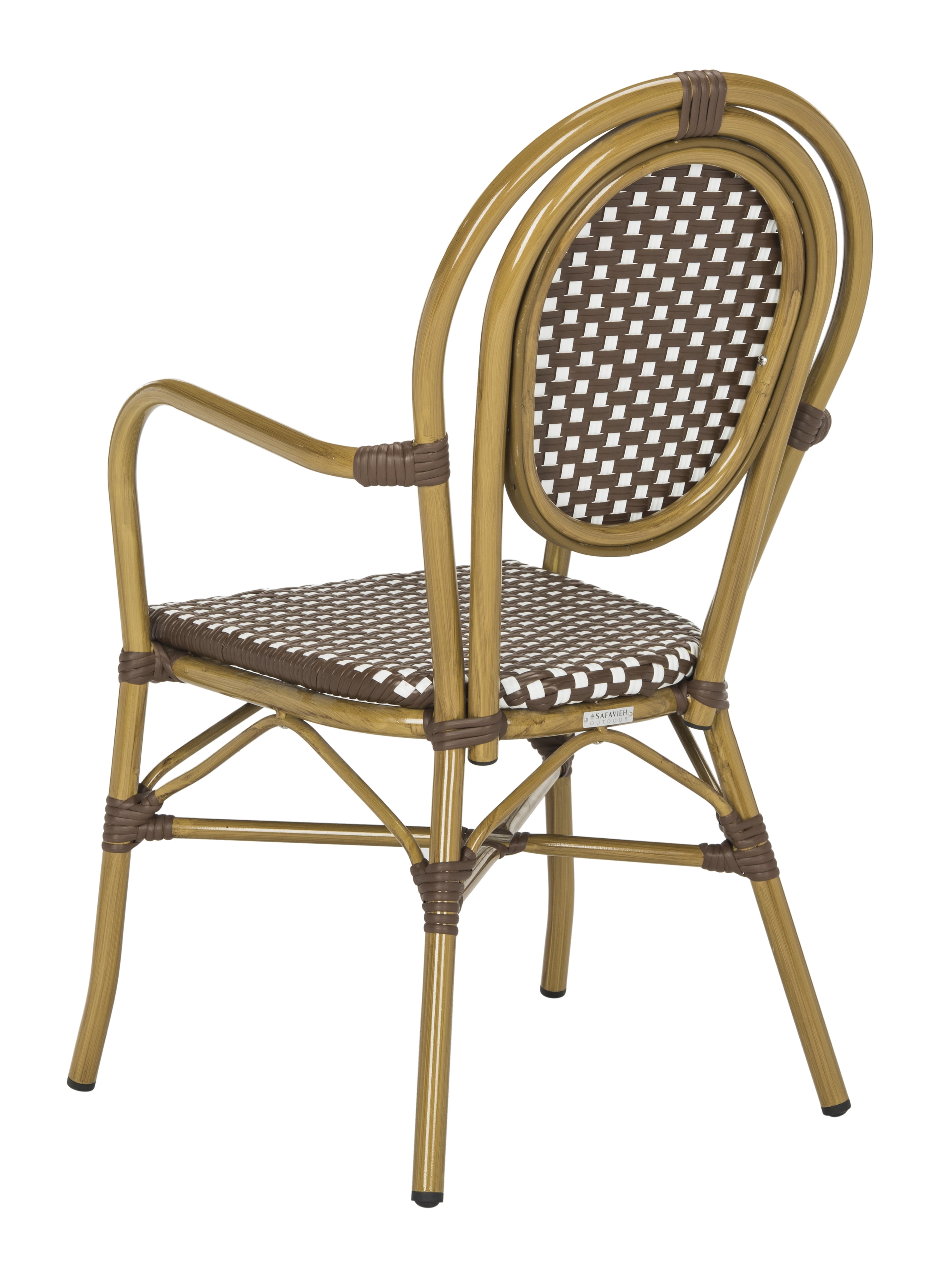 Safavieh Rosen Outdoor Stacking Arm Chair, Set of 2 - Brown/White