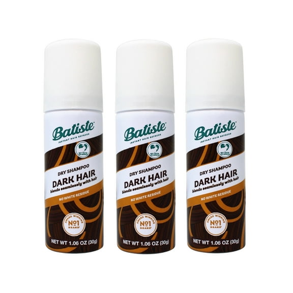 3 Pack - Batiste Dry Shampoo, Divine Dark, Mini Travel Size Spray 1.6 Oz Each