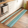 thumbnail image 3 of Farmhouse Aqua Brown Kitchen Runner Rug 2x6 Washable Runners for Hallway Non Slip Vintage Wooden Striped Large Area Rug Indoor Floor Carpet for Bathroom Laundry Entryway Bedroom Living Room, 3 of 8