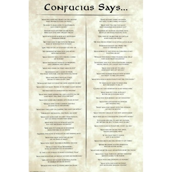 Confucius Says Laminated Poster (24 x 36)