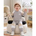 thumbnail image 3 of Toddler Baby Boy Clothes 18 Months Boys Fall Winter Outfits 24 Months Boys Long Sleeve Color-blocked Sweatshirt Pants 2PCS Clothing Set Gray, 3 of 6