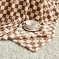 thumbnail image 4 of Checkered Flannel Fleece Throw Blanket King Size Soft Cozy Checkerboard Grid Print Chessboard Pattern Blankets for Bed Couch Sofa, 90"x108", Khaki, 4 of 15