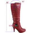 thumbnail image 2 of Women's Heeled Knee High Platform Side Zip Buckle Casual Dress Fashion Boots Shoes ( Red, 7.5), 2 of 5
