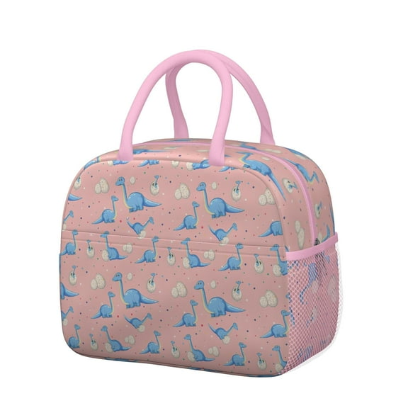 Womens Pink Cartoon Dinosaurs Eggs Pattern Lunch Box for Work,Insulated Lunch Bag for Women,Loncheras Para Mujer,Leakproof Adult Lunch Bag for Work,Beach,Travel,Picnic,Camping