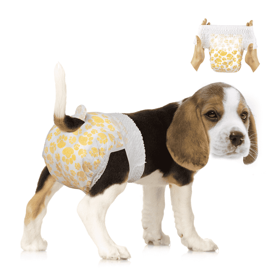 Dono Pull up Female Dog Diapers, 360° Elastic Waistband, Super-Absorbent, X-Small Yellow Paw 16 Count