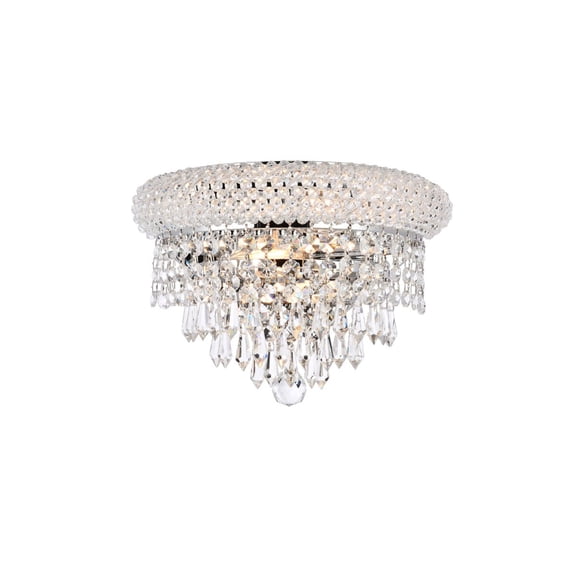 Primo 2 light Chrome Wall Sconce Clear Royal Cut Crystal