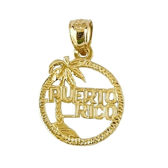 14k Yellow Gold Puerto Rico Island Pendant