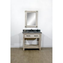 InFurniture WK8436-MG TOP 36 in. Rustic Solid Fir Single Sink Vanity With Polished Textured Surface Granite Top-No Faucet