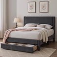 thumbnail image 5 of Daisy Full Bed w Drawer-Dark Gray Corduroy Upholstery-Foam Headboard, 5 of 7