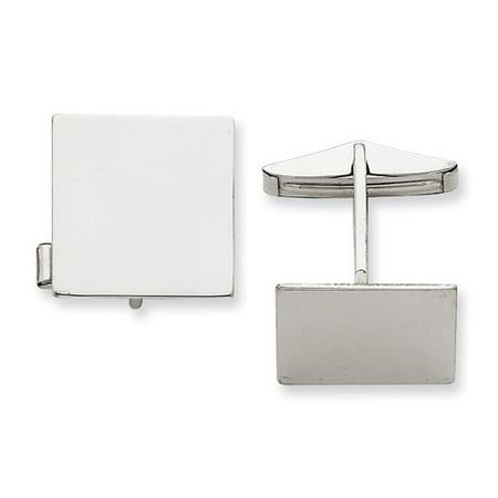 14K White Gold Engravable Square Cuff Links