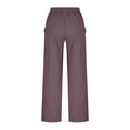 thumbnail image 4 of Mgmyaa Women's Plus Size Wide Leg Pants Solid Palazzo Flowy Drawstring Elastic Waist Pants with Pockets, 4 of 5