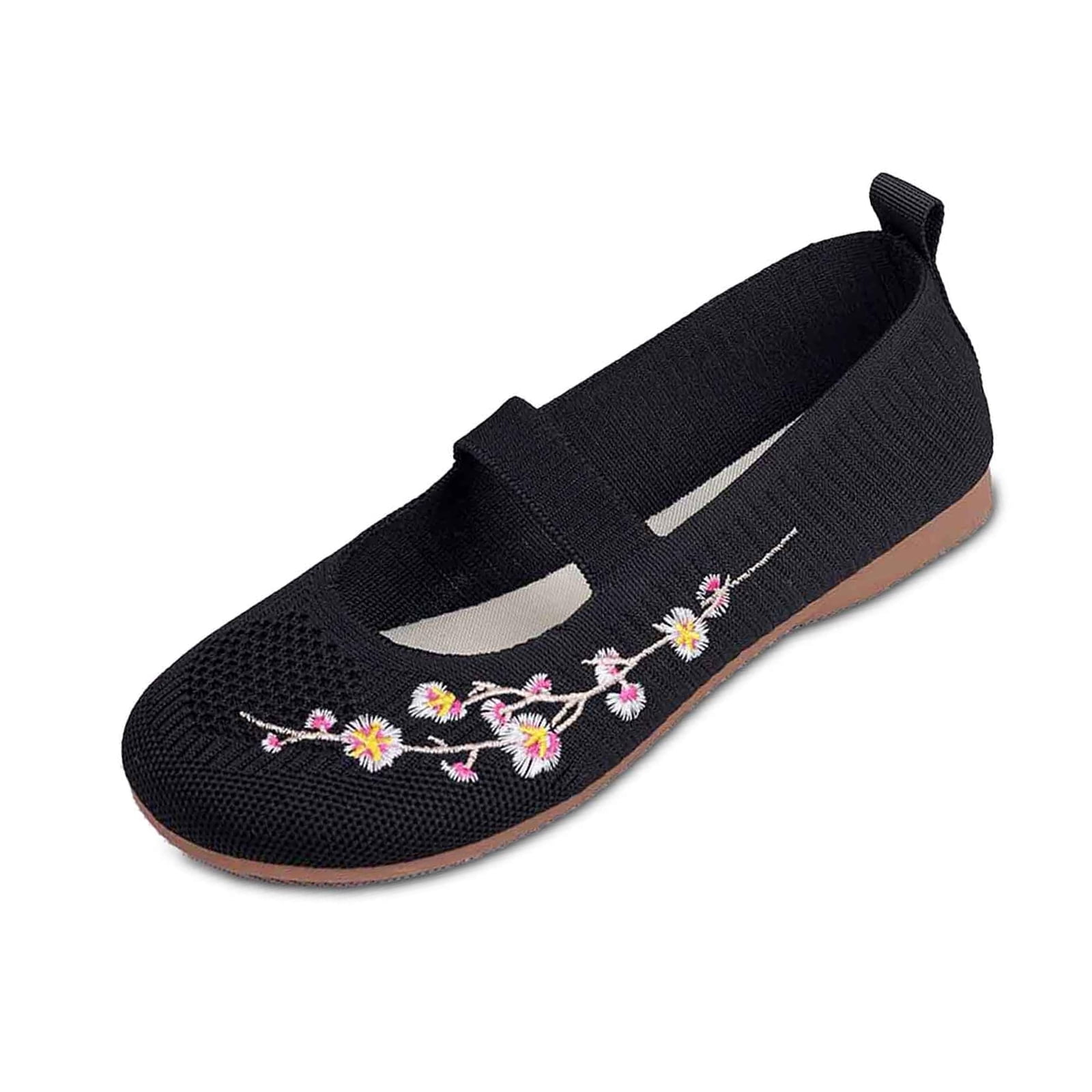 HAJWOH Womens Orthopedic Shoes Arch Support Slip on Non Slip Nurse Shoes Breathable Knitted Mesh Stretch Hiking Shoes Comfortable 2026 New Orthopedic Shoes Black 40