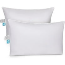 East Coast Bedding Goose Down Feather Pillows Medium Support 100% Cotton 300TC Pack of 2, Standard Size 20x26 Inch