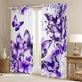 thumbnail image 2 of Feelyou Watercolor Butterfly Curtains Pack of 2 (42x84 Each) for Women, Purple Flower Floral Curtains Blackout, Chic Artwork Splash Bedroom Curtains, Blackout Curtains Bedroom Decor, 2 of 6