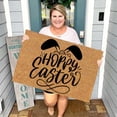 thumbnail image 5 of CoreLiving Easter Bunny Welcome Doormat Spring Rabbit Outdoor Rug Non Slip Front Door Mat for Porch Entryway Floor Home Easter Decorations Layered Design, 5 of 8