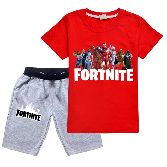 Fortnite Kids Tops Shorts Set Kids Sweatshirt Boys Girls Short Sleeve Print Cartoon Streetwear
