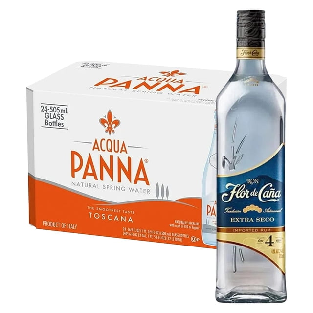 Pack 24 Agua Panna 250 ml Ron Flor de Caña Blanco Extra Dry 4 Años 750 ml