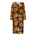 thumbnail image 5 of FOR U DESIGNS Sunflower Pumpkin Print Womens Nightgown Lightweight Long Sleeve Night Shirts Zip Up Duster Lounger Robe with Pockets, Long Sleeve House Coat Fall Home Decor, 3XL, 5 of 8