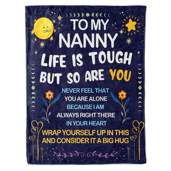 Funnil Best Gifts for Grandma from Grandchildren,Grammy Birthday Gift,Nanny Throw Blanket 50"x60" Dark Blue