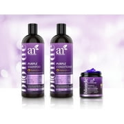 Artnaturals Purple Collection Bundle Set - Shampoo, Conditioner and Hair Mask - Blonde Silver Color Treated Hair ( 2 x 16 oz - 1 x 8 oz)