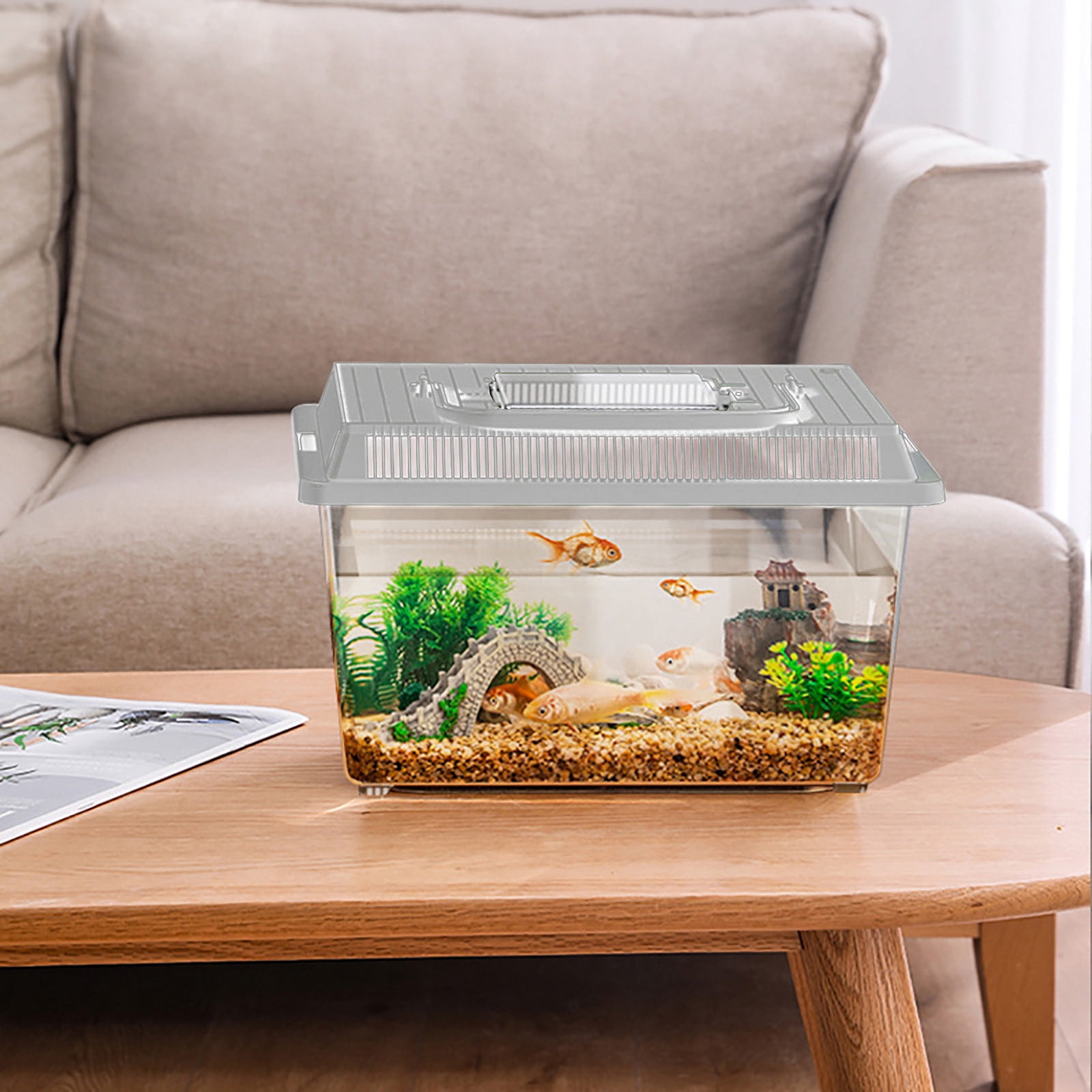 2026 Clearance! Portable Reptile Feeding Tank with Handle, Ventilated Faunarium for Geckos Crickets & Small Reptiles, Easy Clean Observation Habitat for Transport & Feeding