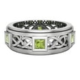thumbnail image 4 of Wedding Bands for Men 9 MM Princess Cut Peridot 14K White Gold 1.70 CTW, 4 of 5