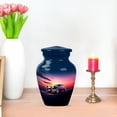 thumbnail image 7 of JAGASY Classic Car Miniature Urn for Ashes, Blue Small Urns for Human Ashes Keepsake, Sunset Purple & Pink Sky Decorative Urns for Siblings, Cremation Urn for Sister & Brother, (3 Inch), 7 of 7