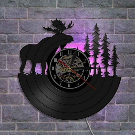 CxhicLuv Retro Vinyl Wall Clock, Decorative Vintage Record Clock, Quiet Second Hand Wall Clock for Dining Room & Living Room, Battery Powered Modern Clock for Christmas Home Decorations