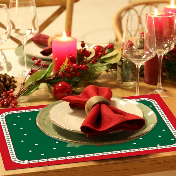 Puntoco Manteles individuales navideños Manteles individuales occidentales Manteles individuales de cocina Manteles individuales aislantes