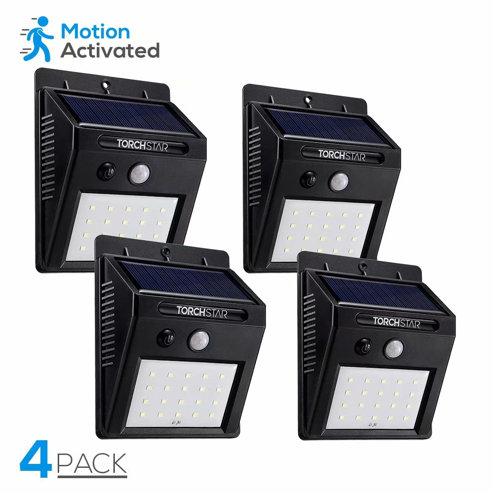 TORCHSTAR LED Solar Motion Sensor Lights, Wireless Outdoor Wall