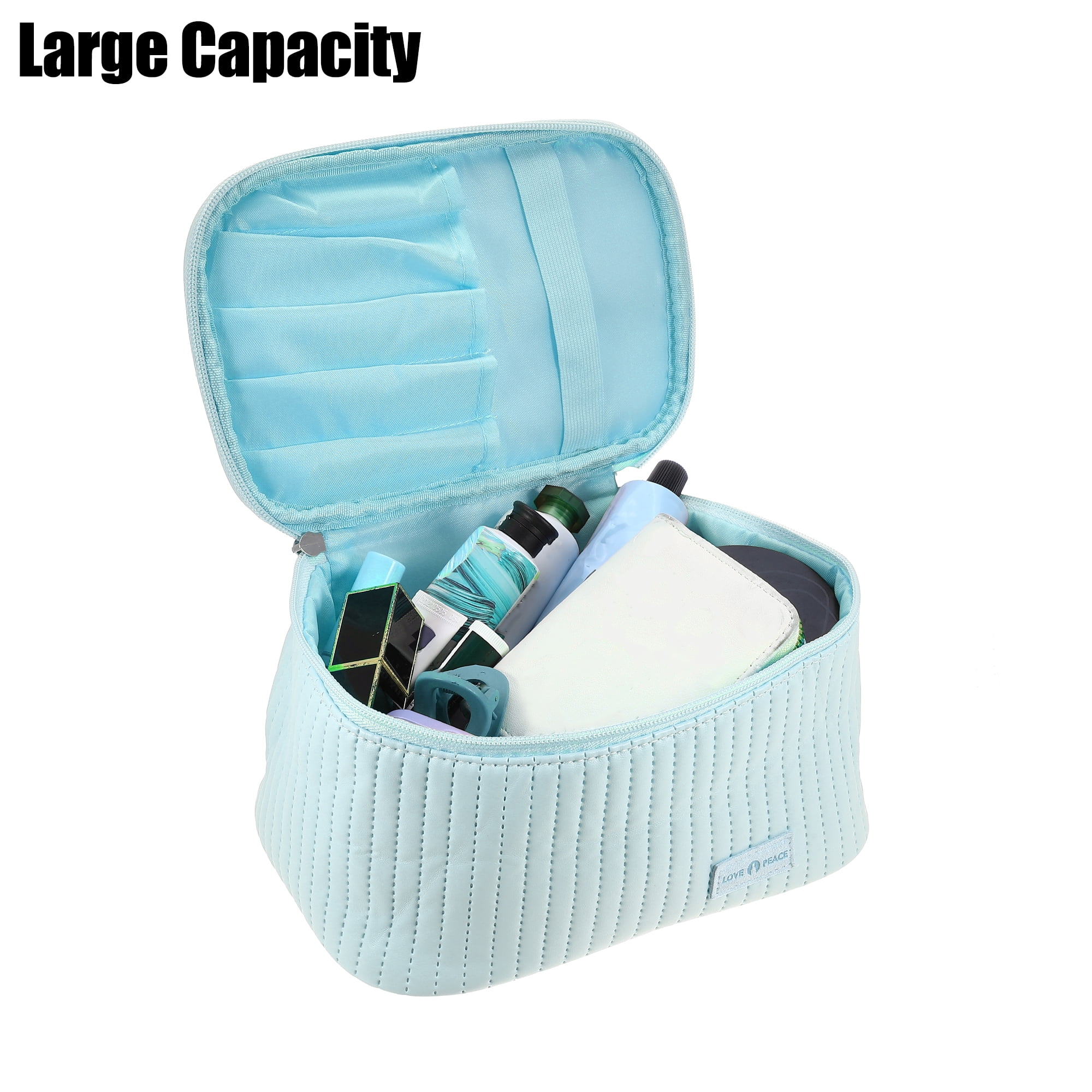 Unique Bargains Floral Makeup Bag Zipper Flower Cosmetic Pouch Blue
