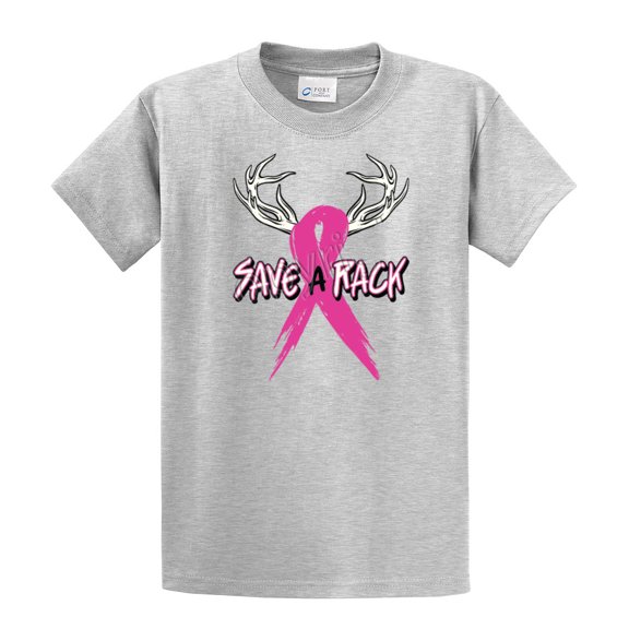 Cancer Awareness Short Sleeve T-shirt Save A Rack Antlers Ribbon-Lightgrey-5Xl