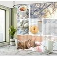 thumbnail image 5 of Ambesonne Winter Shower Curtain, Snow Cat Coffee Donuts, 69"Wx84"L, Multicolor, 5 of 5